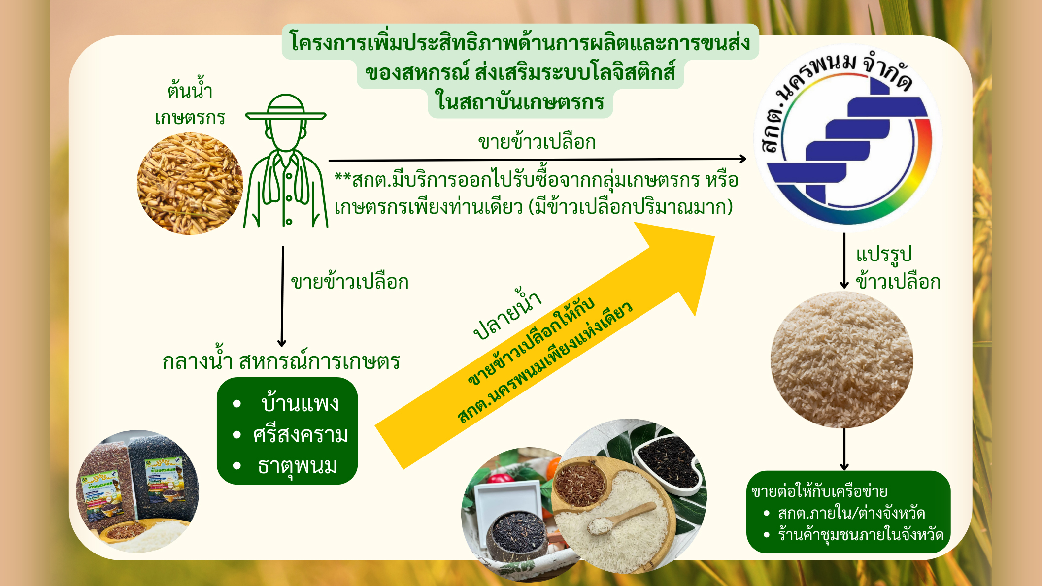 โครงการเพิ่มประสิทธิภาพด้านการผลิตและการขนส่งของสหกรณ์ ส่งเสริมระบบโลจิสติกส์ในสถาบันเกษตรกร